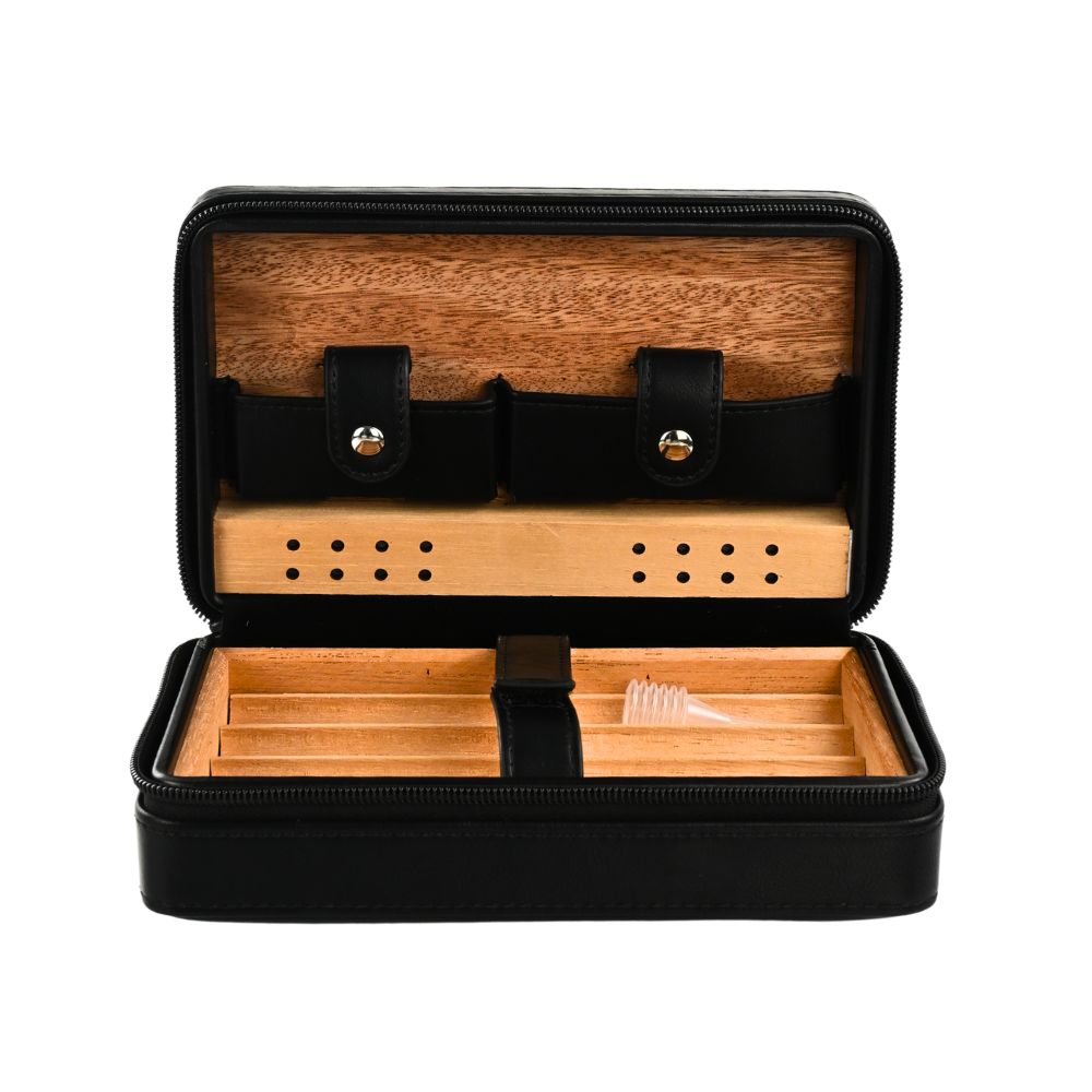 Plain Wooden Leather Travel Humidor