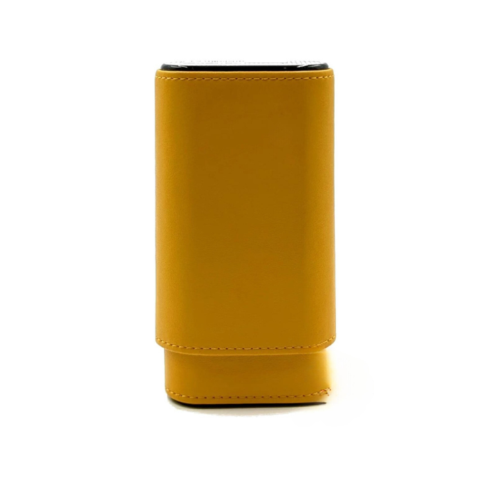 Sikarlan 3 Finger Cigar Case - Yellow with Carbon Fiber Top