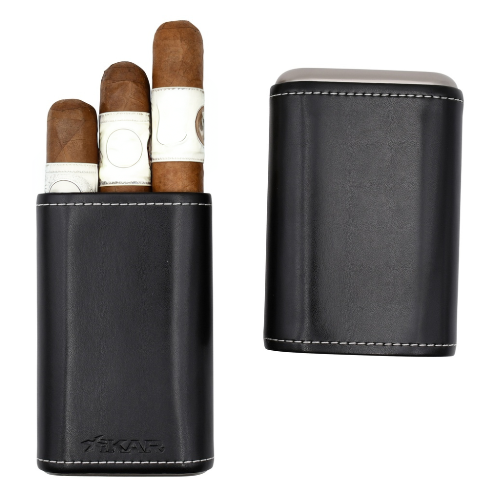 Xikar Envoy Three Finger Leather Cigar Case - Black